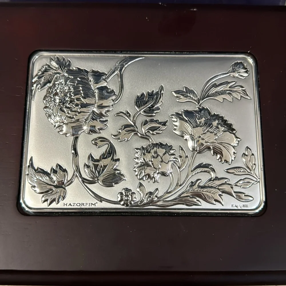 Hazorfim tea box wood and silver 4 compartment